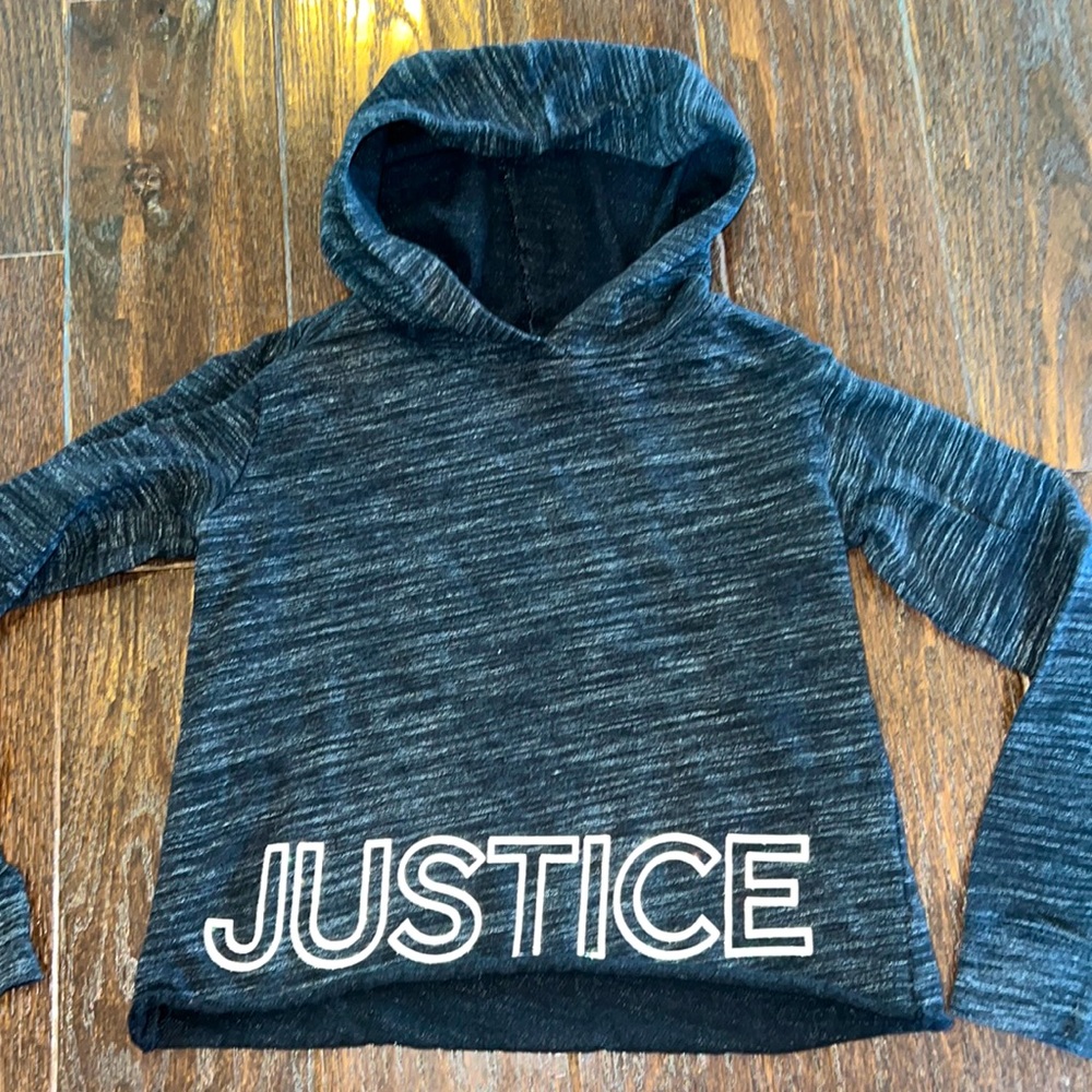 Justice girls black Marled, lightweight hoodie 6/7